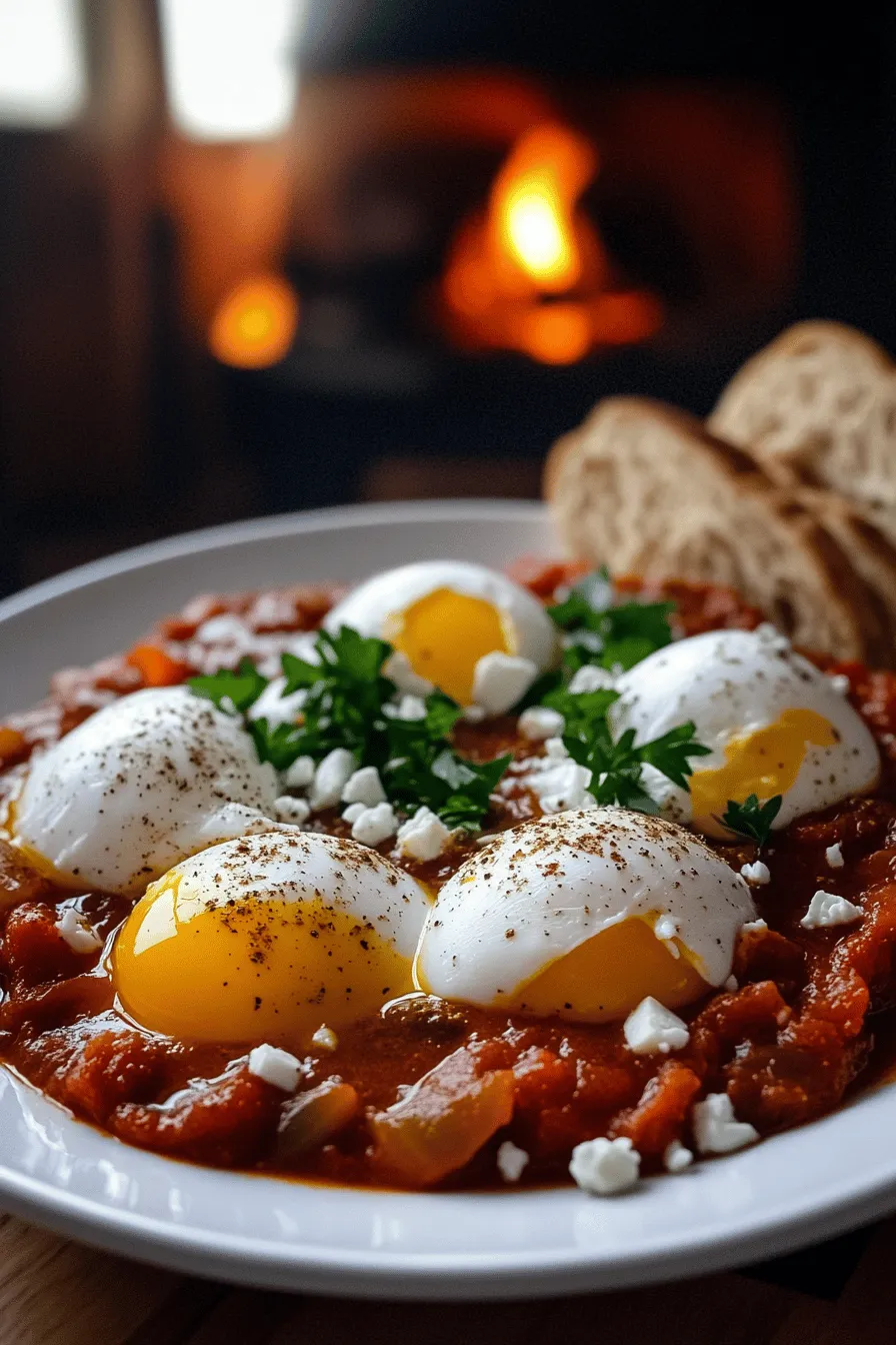 Shakshuka is a flavorful dish made with eggs and a spicy tomato sauce. It comes from North Africa and the Middle East. Many people enjoy this dish for breakfast or brunch. Traditional shakshuka usually has tomatoes, peppers, and spices. It is easy to make and full of flavor.