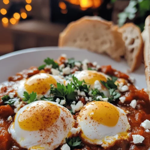 Shakshuka is a flavorful dish made with eggs and a spicy tomato sauce. It comes from North Africa and the Middle East. Many people enjoy this dish for breakfast or brunch. Traditional shakshuka usually has tomatoes, peppers, and spices. It is easy to make and full of flavor.