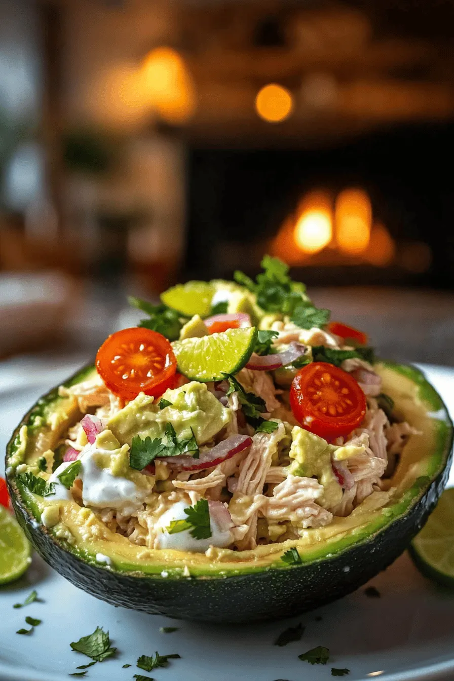 To make a great avocado chicken salad, you need some key ingredients. First, use two cups of cooked chicken breast. Shredding the chicken helps blend it well with the other ingredients. Next, add one ripe avocado, mashed until creamy. This gives the salad a rich texture and flavor.