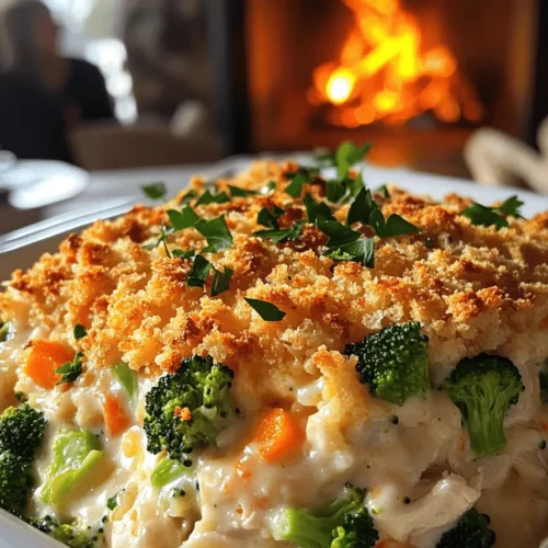 The key ingredients for a creamy chicken and rice casserole are simple and easy to find. You need cooked white rice, diced chicken breasts, broccoli, carrots, and cheddar cheese. Each of these ingredients brings unique flavors and textures to the dish.