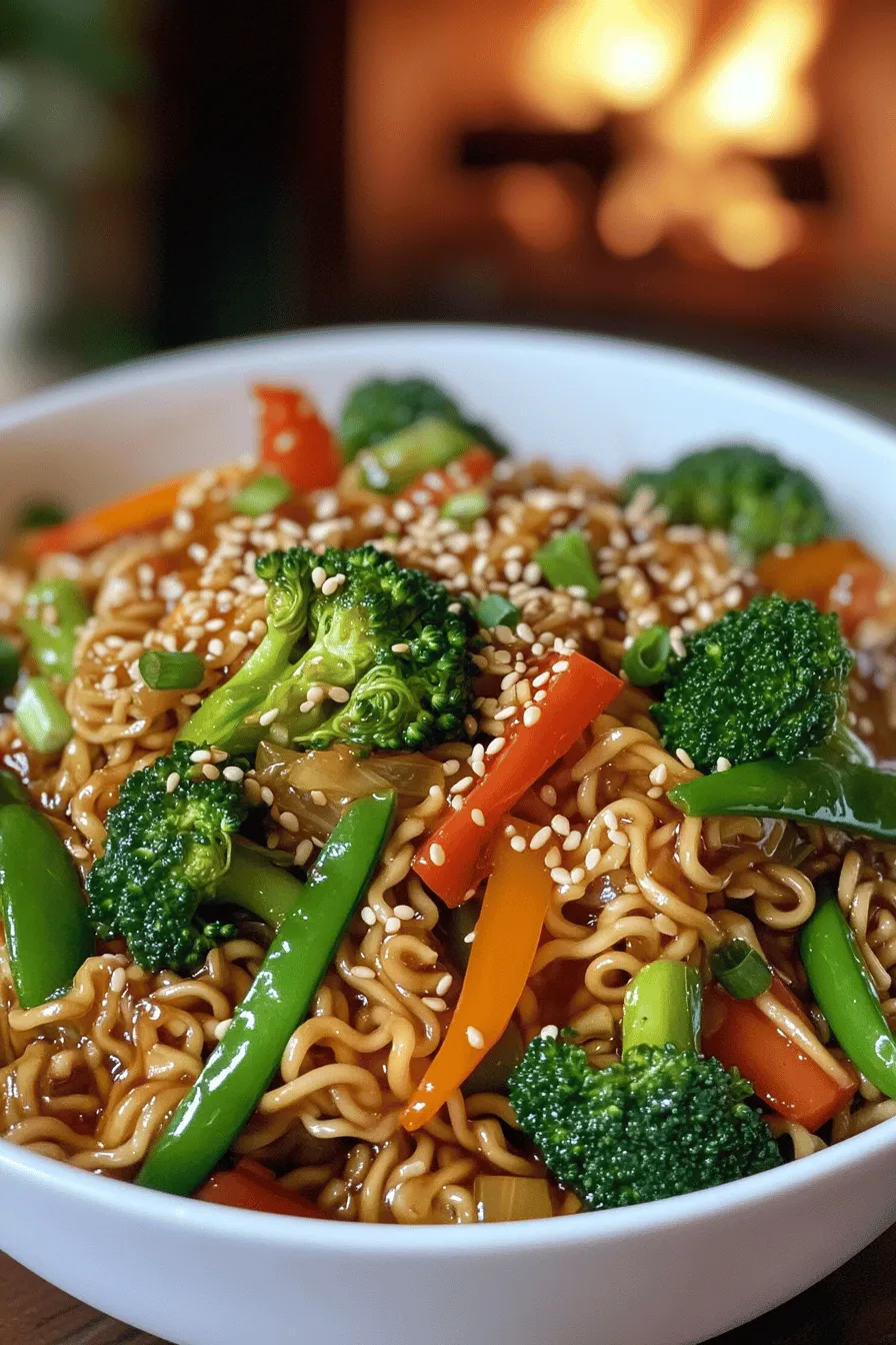 To make a great ramen stir fry, you need a few key ingredients. First, you need instant ramen noodles. They are quick to cook and absorb flavors well. Next, sesame oil adds a nutty taste and aroma. Fresh veggies like broccoli, bell pepper, snap peas, and carrots bring crunch and color. Garlic and ginger boost the flavor profile. Finally, soy sauce, hoisin sauce, and rice vinegar create a tasty sauce.