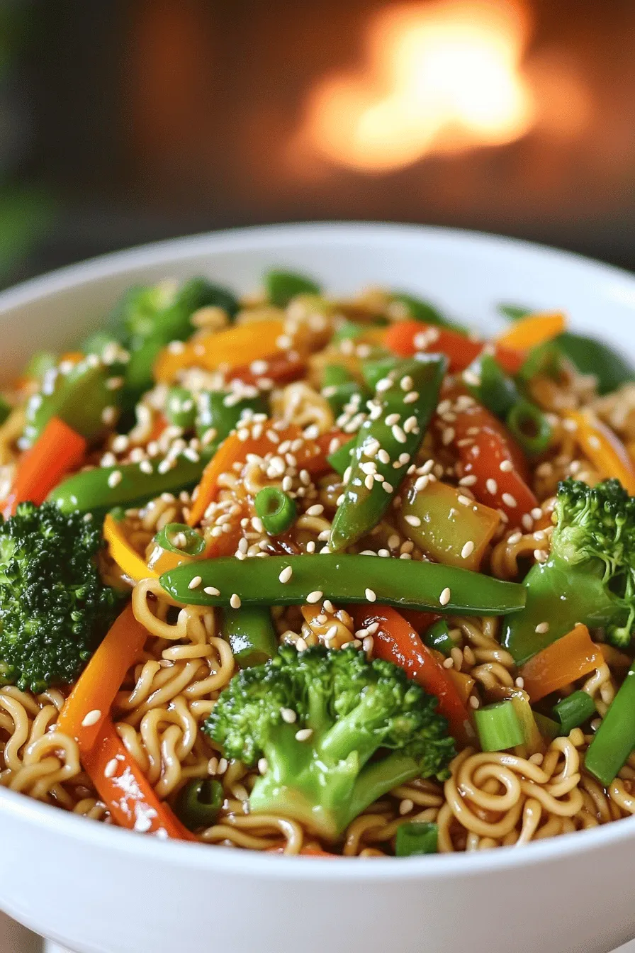 To make a great ramen stir fry, you need a few key ingredients. First, you need instant ramen noodles. They are quick to cook and absorb flavors well. Next, sesame oil adds a nutty taste and aroma. Fresh veggies like broccoli, bell pepper, snap peas, and carrots bring crunch and color. Garlic and ginger boost the flavor profile. Finally, soy sauce, hoisin sauce, and rice vinegar create a tasty sauce.