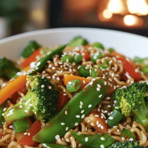 To make a great ramen stir fry, you need a few key ingredients. First, you need instant ramen noodles. They are quick to cook and absorb flavors well. Next, sesame oil adds a nutty taste and aroma. Fresh veggies like broccoli, bell pepper, snap peas, and carrots bring crunch and color. Garlic and ginger boost the flavor profile. Finally, soy sauce, hoisin sauce, and rice vinegar create a tasty sauce.