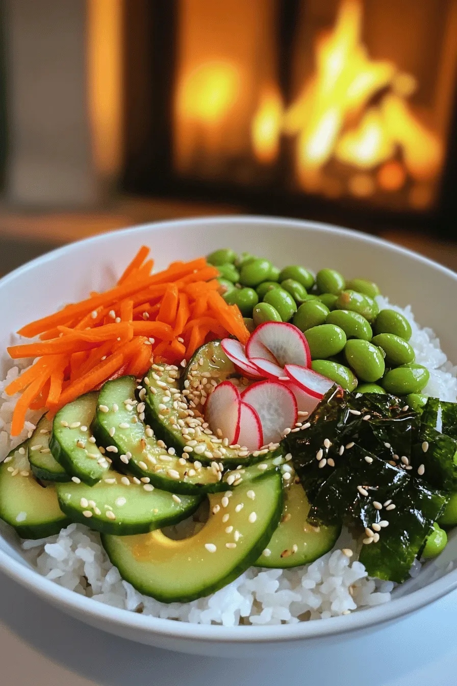 A vegan sushi bowl is fresh and full of flavor. It uses simple, healthy ingredients that you can find easily.