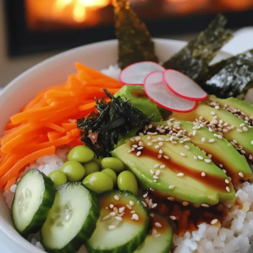A vegan sushi bowl is fresh and full of flavor. It uses simple, healthy ingredients that you can find easily.