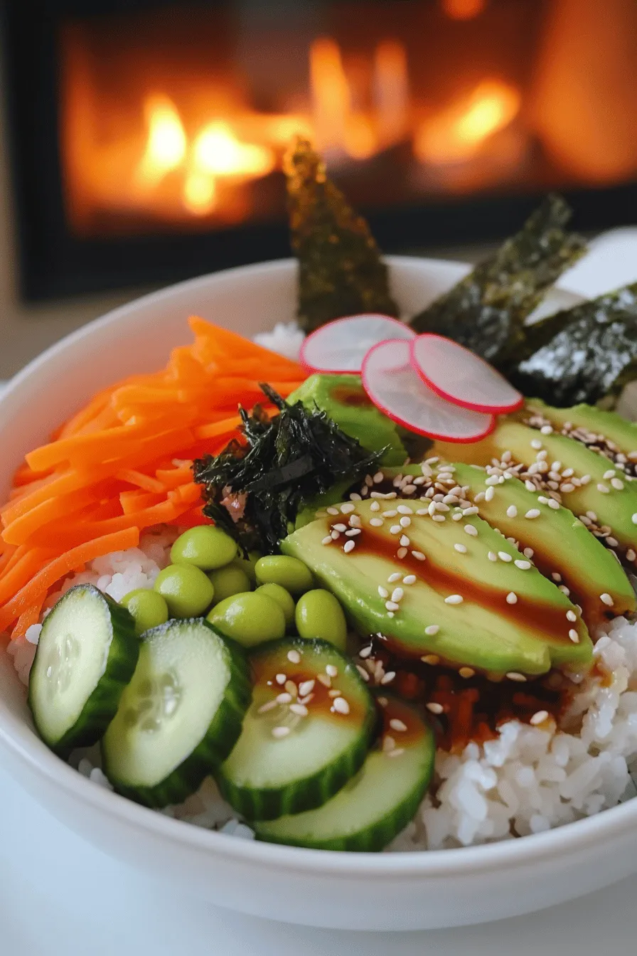 A vegan sushi bowl is fresh and full of flavor. It uses simple, healthy ingredients that you can find easily.