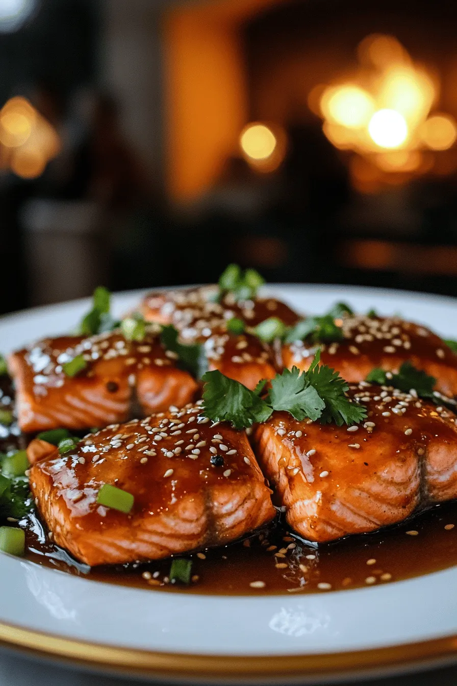 To make baked teriyaki salmon, you need simple yet tasty ingredients. The main star is, of course, the salmon. I recommend using four salmon fillets, each weighing about six ounces. This size cooks well and serves nicely.