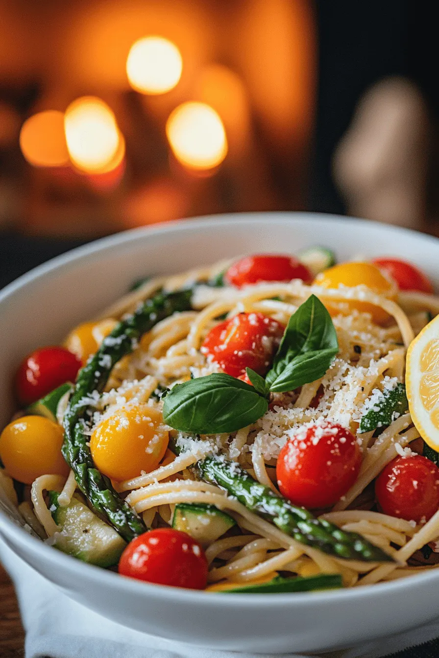 Fresh vegetables shine in Pasta Primavera. The best vegetables for primavera include cherry tomatoes, bell peppers, zucchini, and asparagus. These veggies add bright colors and flavors. Each bite bursts with freshness, making it a delightful dish.