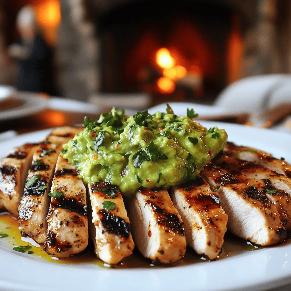 To make defined dish chicken with avocado chimichurri, you need a few simple ingredients. Start with 4 boneless, skinless chicken breasts. These will be the star of your dish. You will also need 2 tablespoons of olive oil, salt, and pepper to taste. These will help season the chicken and enhance its flavor.