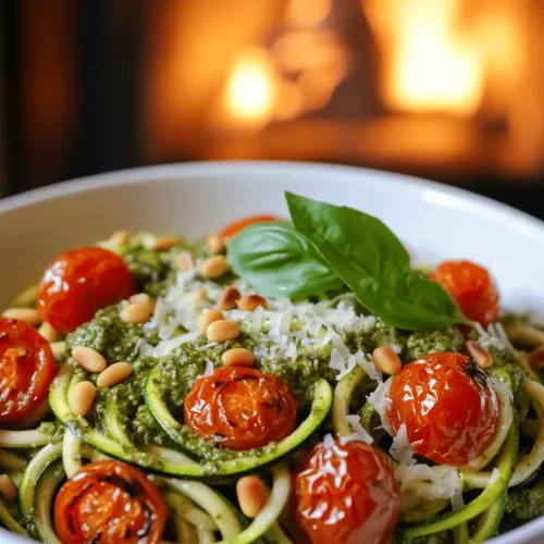 Pesto zoodles are a fresh, fun twist on pasta. They use zucchini noodles, or zoodles, instead of traditional pasta. You spiralize the zucchini to create thin, noodle-like shapes. This gives you a light dish that feels hearty without being heavy.