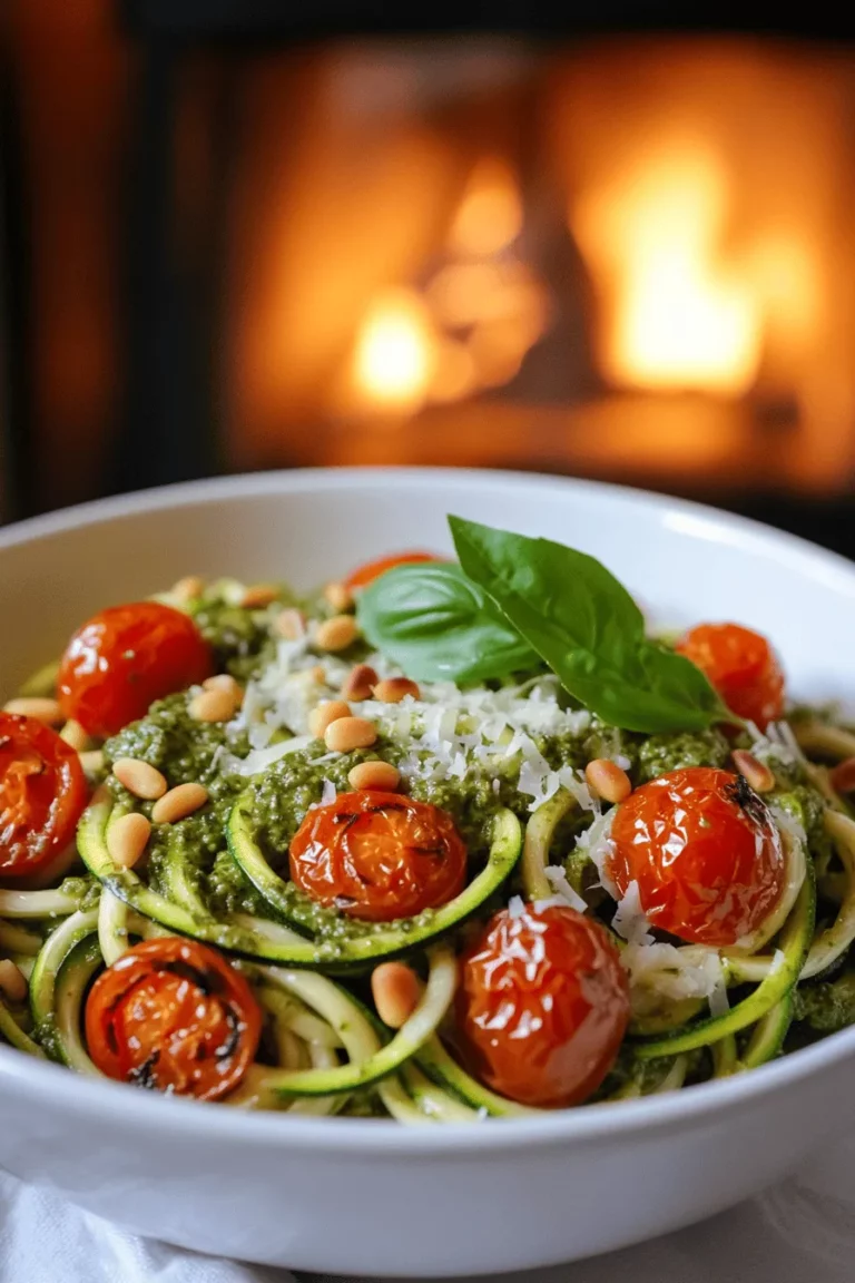 Pesto zoodles are a fresh, fun twist on pasta. They use zucchini noodles, or zoodles, instead of traditional pasta. You spiralize the zucchini to create thin, noodle-like shapes. This gives you a light dish that feels hearty without being heavy.