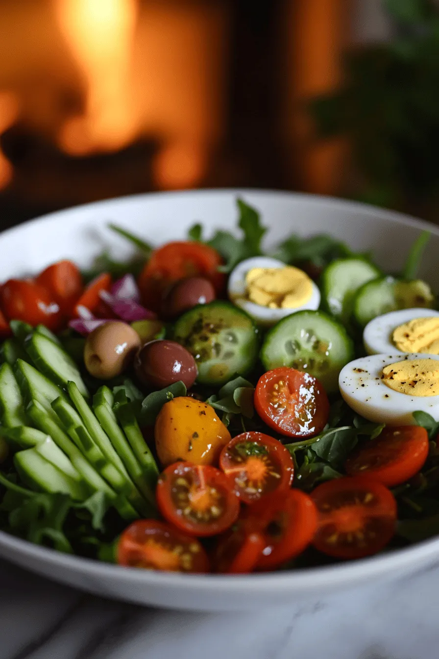 A traditional Nicoise salad is bright, fresh, and full of flavor. It captures the essence of the Mediterranean with its simple yet vibrant ingredients. When you think about Nicoise salad ingredients, you should start with a base of mixed greens. I love using arugula, spinach, and romaine for a crunchy mix.