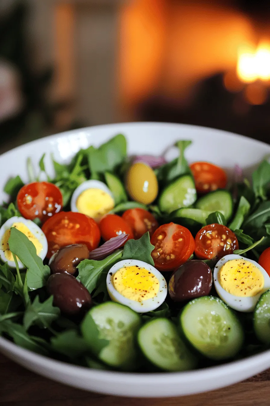 A traditional Nicoise salad is bright, fresh, and full of flavor. It captures the essence of the Mediterranean with its simple yet vibrant ingredients. When you think about Nicoise salad ingredients, you should start with a base of mixed greens. I love using arugula, spinach, and romaine for a crunchy mix.