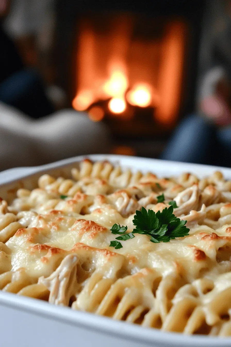 To make the best baked chicken Alfredo, start with the right ingredients. You need cooked rotini pasta, cooked shredded chicken, and Alfredo sauce. You can use homemade or store-bought sauce. Mozzarella and Parmesan cheese add creaminess and flavor. Garlic powder, black pepper, and optional red pepper flakes give a nice kick. Fresh parsley adds a vibrant touch.