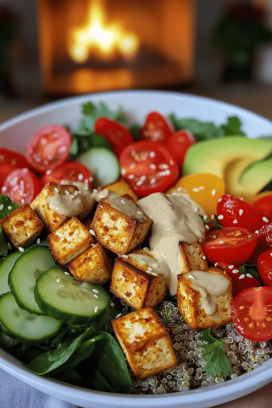 A Tofu Buddha Bowl is a great way to enjoy a healthy meal. It has many colorful veggies, grains, and tofu. Each part adds flavor, texture, and nutrients.