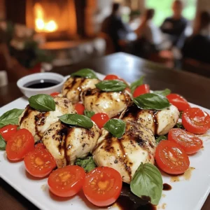 The Fresh Caprese Chicken recipe features simple, fresh ingredients. You will need four boneless, skinless chicken breasts. You also need two cups of halved cherry tomatoes. For that creamy touch, use eight ounces of sliced fresh mozzarella cheese. Fresh basil leaves add a burst of flavor, and you’ll want one cup of those. Lastly, you’ll need a quarter cup of balsamic glaze and two tablespoons of olive oil. Don’t forget salt, pepper, garlic powder, and Italian seasoning for seasoning.