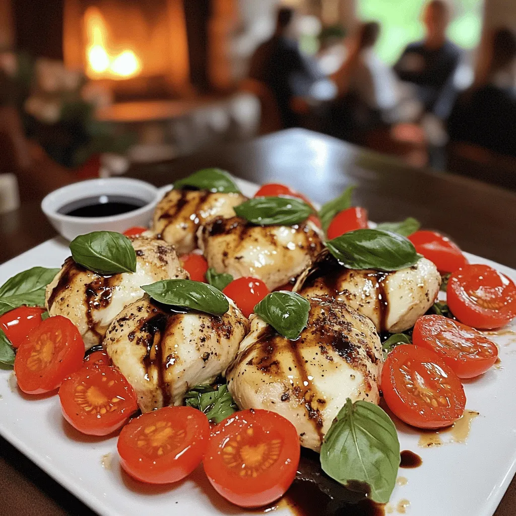 The Fresh Caprese Chicken recipe features simple, fresh ingredients. You will need four boneless, skinless chicken breasts. You also need two cups of halved cherry tomatoes. For that creamy touch, use eight ounces of sliced fresh mozzarella cheese. Fresh basil leaves add a burst of flavor, and you’ll want one cup of those. Lastly, you’ll need a quarter cup of balsamic glaze and two tablespoons of olive oil. Don’t forget salt, pepper, garlic powder, and Italian seasoning for seasoning.