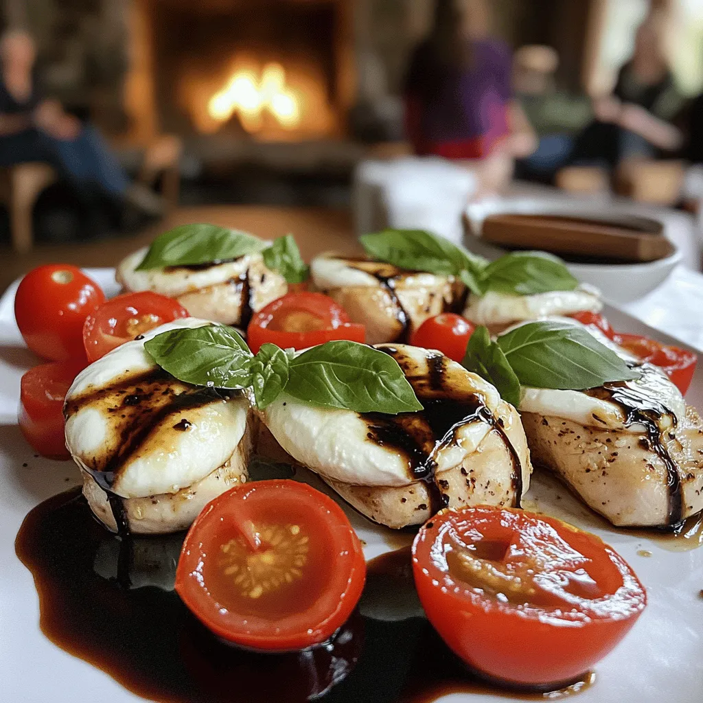 The Fresh Caprese Chicken recipe features simple, fresh ingredients. You will need four boneless, skinless chicken breasts. You also need two cups of halved cherry tomatoes. For that creamy touch, use eight ounces of sliced fresh mozzarella cheese. Fresh basil leaves add a burst of flavor, and you’ll want one cup of those. Lastly, you’ll need a quarter cup of balsamic glaze and two tablespoons of olive oil. Don’t forget salt, pepper, garlic powder, and Italian seasoning for seasoning.