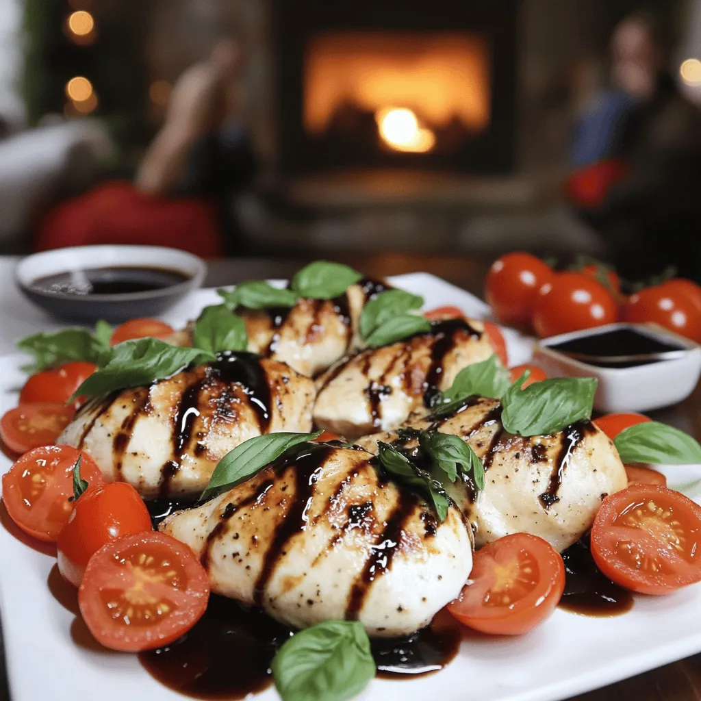 The Fresh Caprese Chicken recipe features simple, fresh ingredients. You will need four boneless, skinless chicken breasts. You also need two cups of halved cherry tomatoes. For that creamy touch, use eight ounces of sliced fresh mozzarella cheese. Fresh basil leaves add a burst of flavor, and you’ll want one cup of those. Lastly, you’ll need a quarter cup of balsamic glaze and two tablespoons of olive oil. Don’t forget salt, pepper, garlic powder, and Italian seasoning for seasoning.