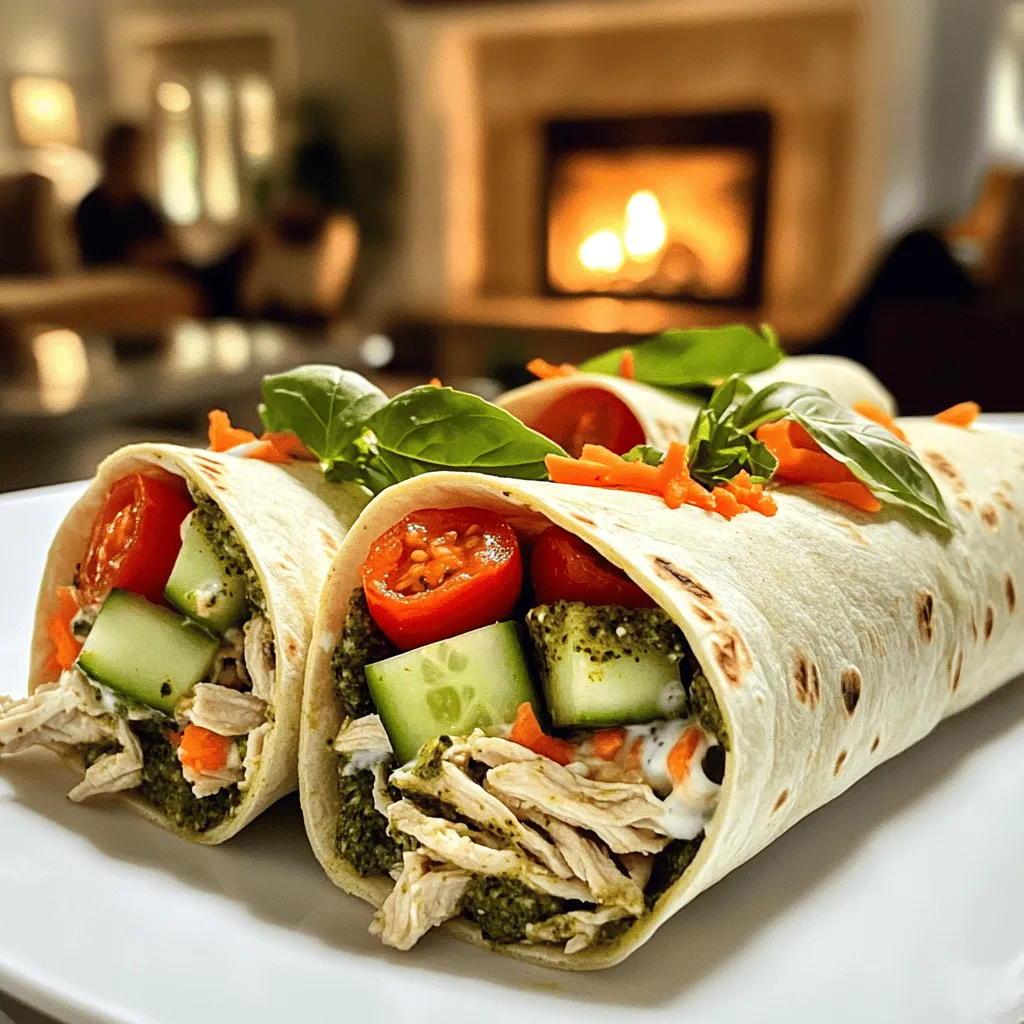 Simple Pesto Chicken Salad Wraps are a delicious and quick meal. They mix cooked chicken with fresh pesto and veggies. You can enjoy them for lunch or dinner.