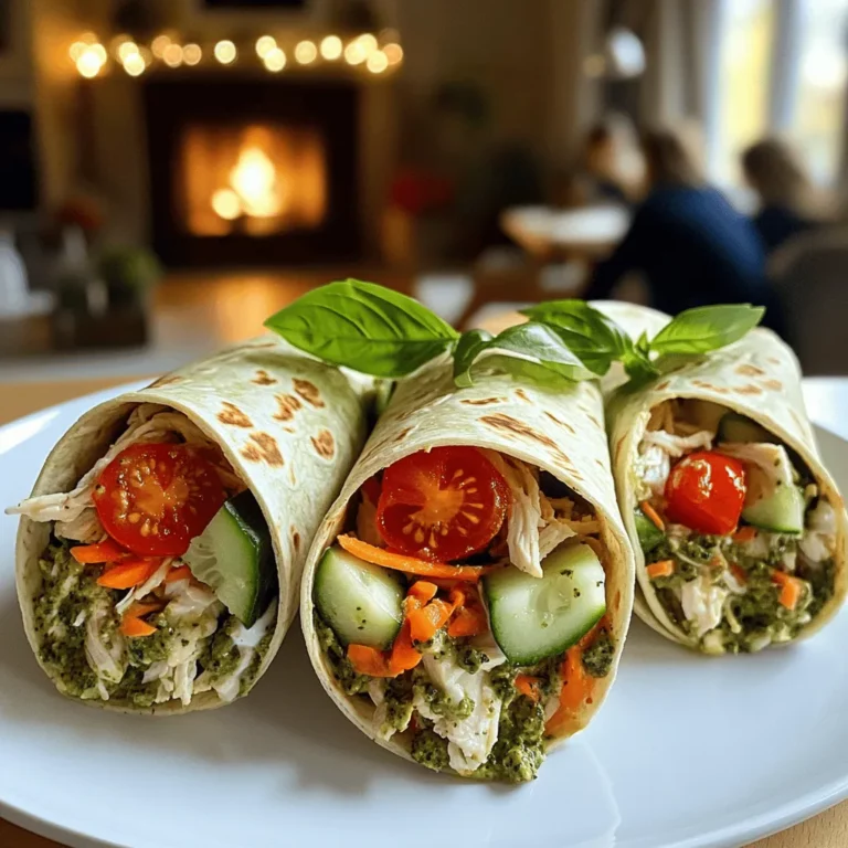 Simple Pesto Chicken Salad Wraps are a delicious and quick meal. They mix cooked chicken with fresh pesto and veggies. You can enjoy them for lunch or dinner.