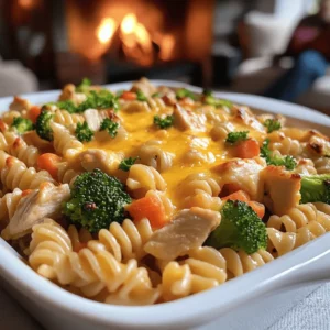 The key ingredients for this dish make it tasty and easy for kids. First, we use rotini pasta. Its fun, curly shape holds sauce well. Next, we add chicken. Diced, boneless, and skinless chicken breasts are perfect. They cook quickly and stay moist.