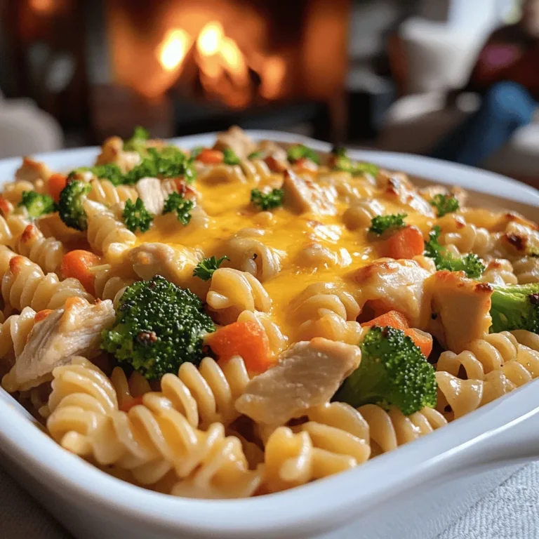 The key ingredients for this dish make it tasty and easy for kids. First, we use rotini pasta. Its fun, curly shape holds sauce well. Next, we add chicken. Diced, boneless, and skinless chicken breasts are perfect. They cook quickly and stay moist.