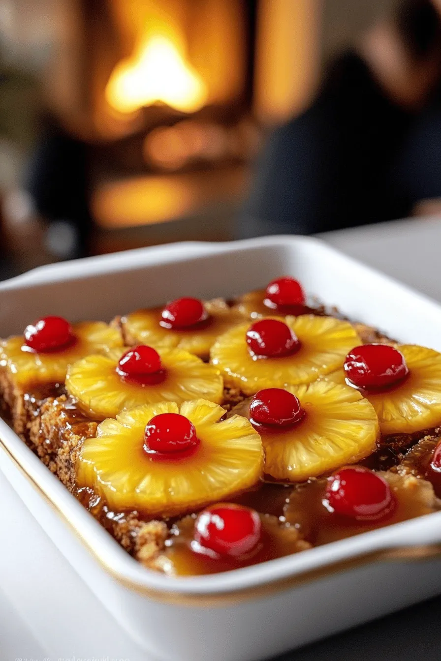 Pineapple upside down bars are a fun twist on the classic cake. They feature sweet pineapple and cherries, sitting atop a soft, buttery base. This dessert is easy to make and perfect for any gathering. The bright colors and tropical flavors bring joy to your table.