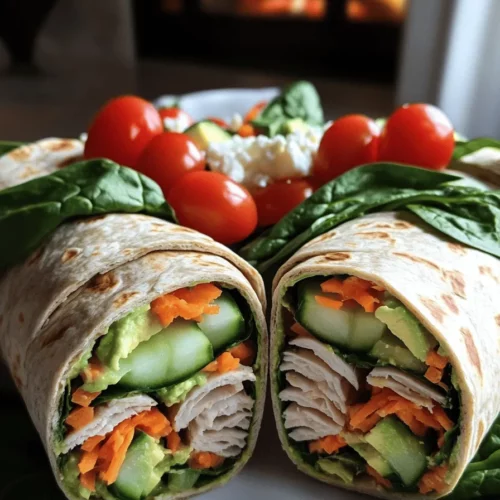 A Turkey Spinach Wrap is both tasty and healthy. You need just a few key ingredients. The base is the tortilla, which holds everything together. I love using whole wheat tortillas. They add fiber and flavor.