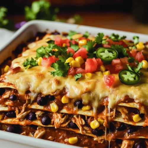 To make a tasty enchilada casserole, you need some key ingredients. The core of this dish includes corn tortillas, shredded chicken, and enchilada sauce. For a vegetarian enchilada casserole, substitute black beans for chicken. You can use either canned or cooked beans.
