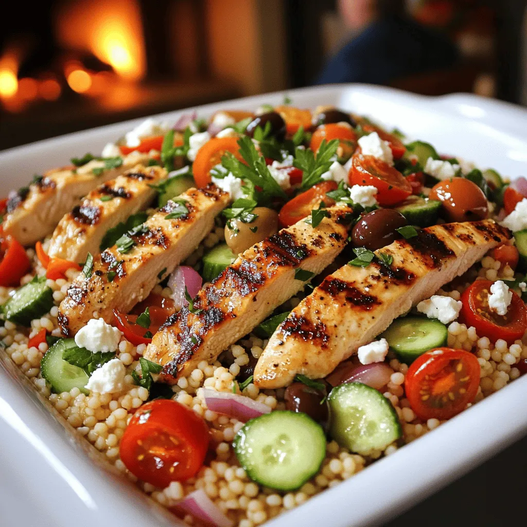 The key ingredients in Light Mediterranean Chicken and Couscous Salad create a burst of flavor. You need fresh chicken, couscous, and vibrant veggies. These ingredients make the dish colorful and healthy.