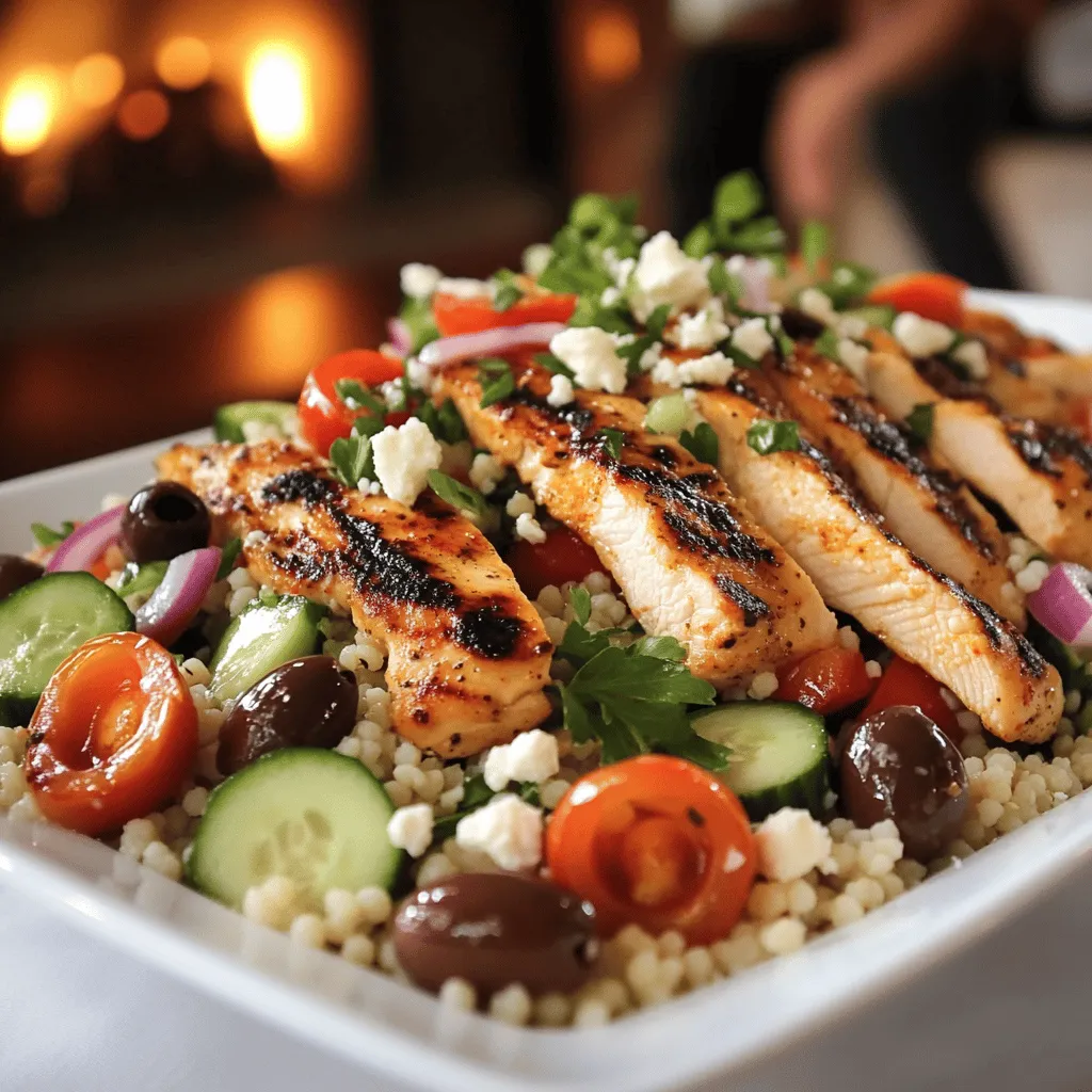 The key ingredients in Light Mediterranean Chicken and Couscous Salad create a burst of flavor. You need fresh chicken, couscous, and vibrant veggies. These ingredients make the dish colorful and healthy.