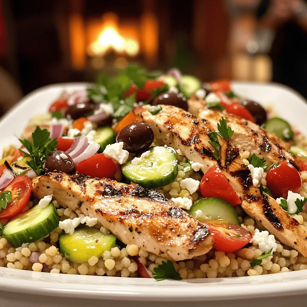 The key ingredients in Light Mediterranean Chicken and Couscous Salad create a burst of flavor. You need fresh chicken, couscous, and vibrant veggies. These ingredients make the dish colorful and healthy.