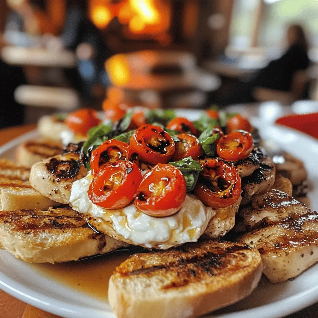 To make grilled bruschetta chicken with creamy burrata, you need fresh, vibrant ingredients. Key items include boneless, skinless chicken breasts, cherry tomatoes, fresh basil, garlic, balsamic vinegar, and olive oil. Each ingredient plays a role in creating layers of flavor.