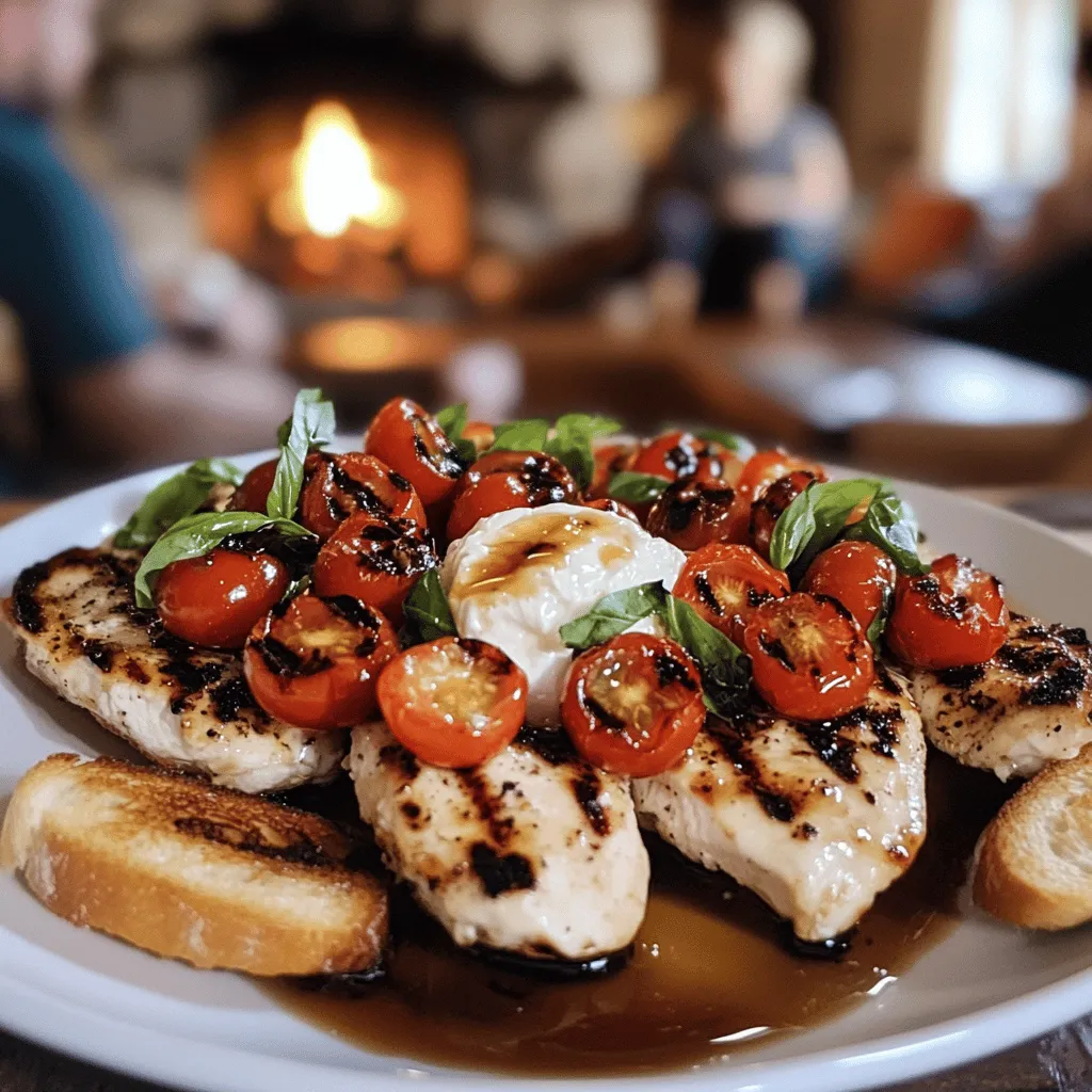 To make grilled bruschetta chicken with creamy burrata, you need fresh, vibrant ingredients. Key items include boneless, skinless chicken breasts, cherry tomatoes, fresh basil, garlic, balsamic vinegar, and olive oil. Each ingredient plays a role in creating layers of flavor.