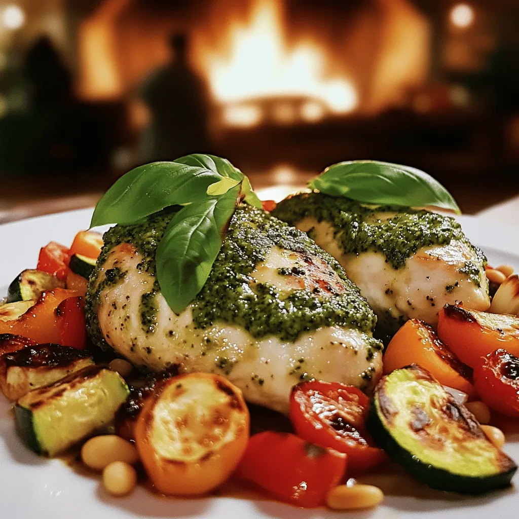 The key ingredients for basil pesto chicken with roasted veggies are simple yet flavorful. You need fresh basil leaves, chicken breasts, and some veggies.