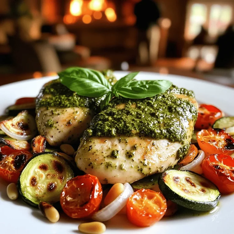 The key ingredients for basil pesto chicken with roasted veggies are simple yet flavorful. You need fresh basil leaves, chicken breasts, and some veggies.