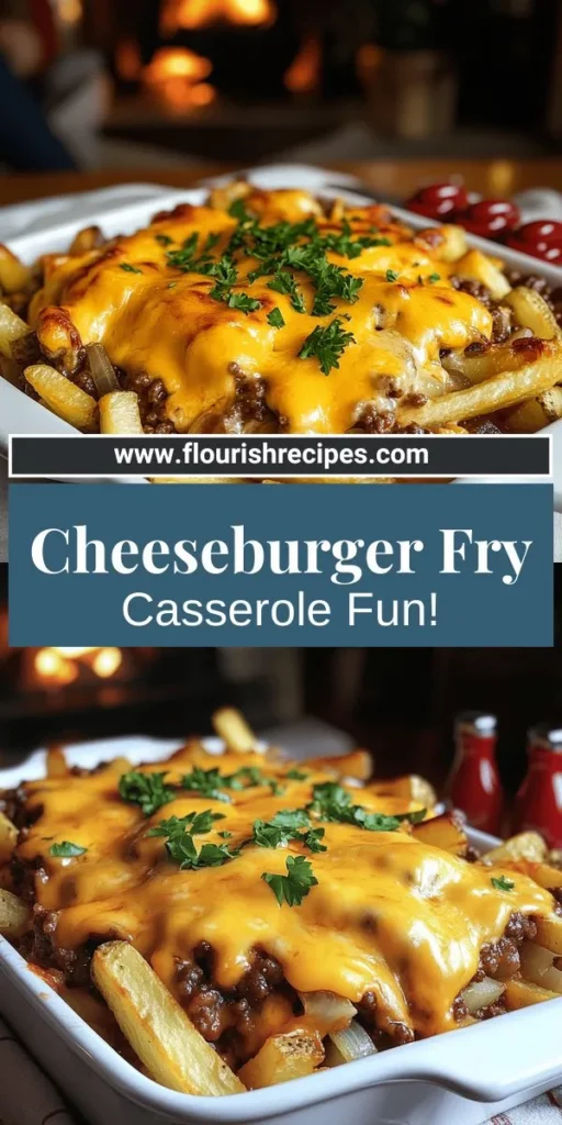Satisfy your family’s cravings with this delicious cheeseburger French fry casserole! This easy, one-dish meal combines ground beef, crispy fries, and gooey cheese for a classic comfort food twist. Perfect for busy nights, it’s not only hearty but also customizable to suit any dietary needs. Discover how to create this fun and flavorful recipe that will have everyone asking for seconds. Click through to explore the full recipe and make mealtime special!