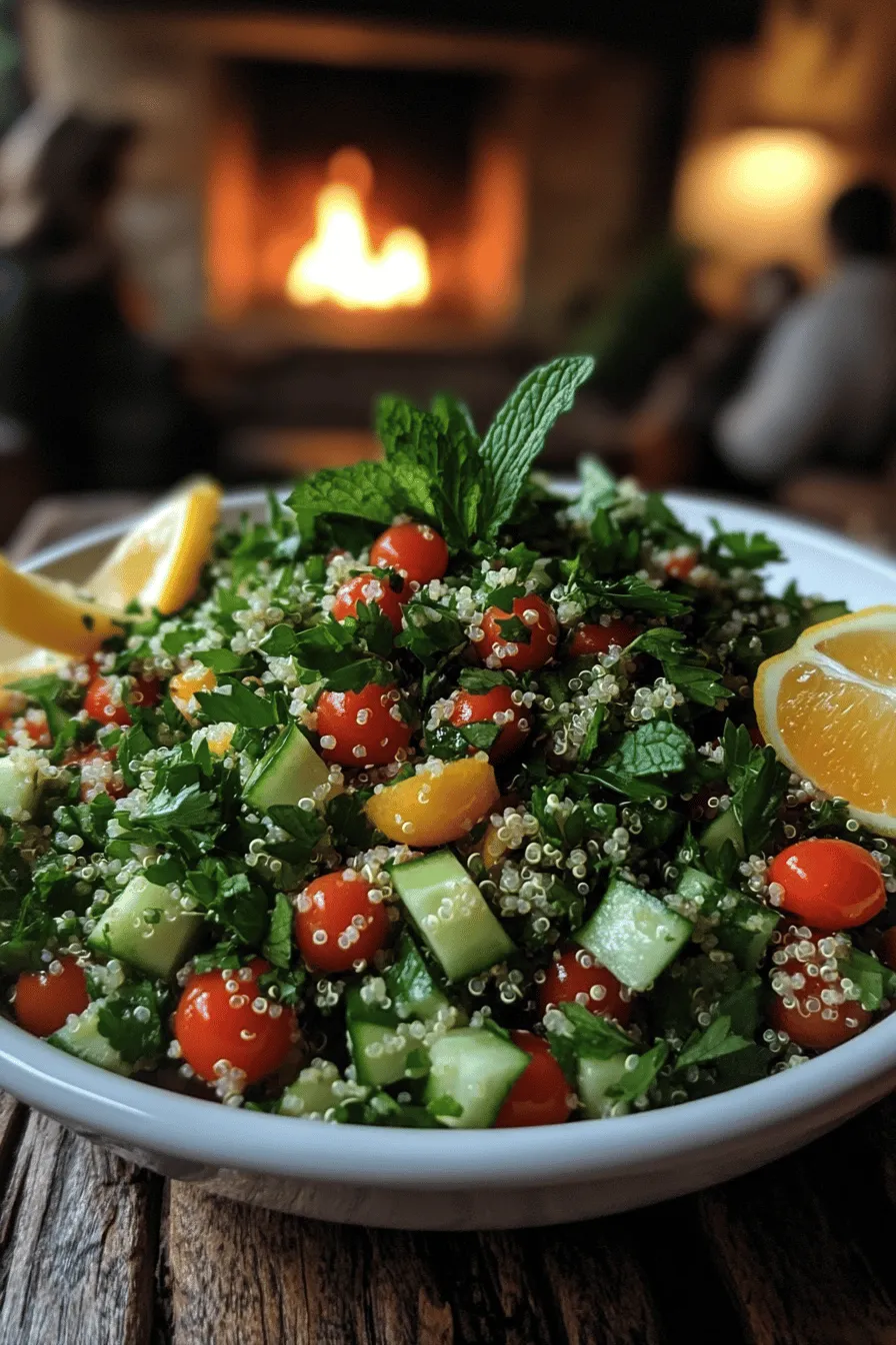 Quinoa tabbouleh is a fresh twist on the classic dish. Traditional tabbouleh uses bulgur wheat as its base. Quinoa replaces bulgur in this version. It is gluten-free and packed with protein. This makes quinoa tabbouleh a great choice for many diets.