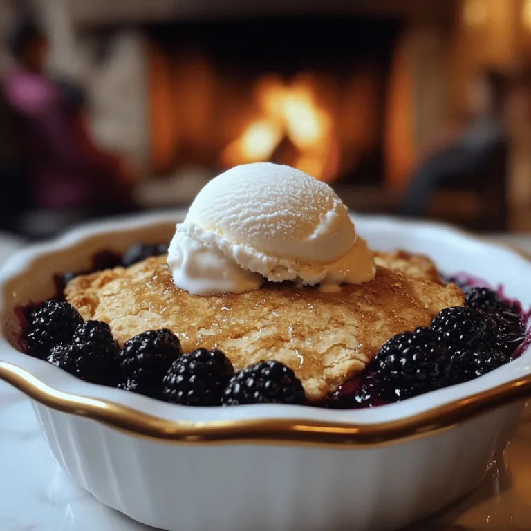The main ingredients for a homemade blackberry cobbler are fresh blackberries, sugar, flour, and butter. Each part plays a key role in the dish. For this recipe, I use 2 cups of fresh blackberries. They add natural sweetness and a beautiful color.