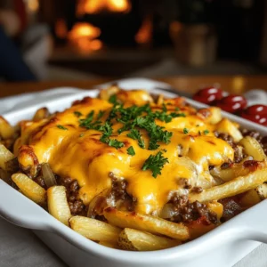 To make a cheeseburger french fry casserole, you need a few key items. First, you need 1 pound of ground beef. It is the star of the dish. Next, you will need a small onion, finely chopped, and 2 cloves of minced garlic. These add great flavor. You also need Worcestershire sauce, salt, and pepper to season the beef.