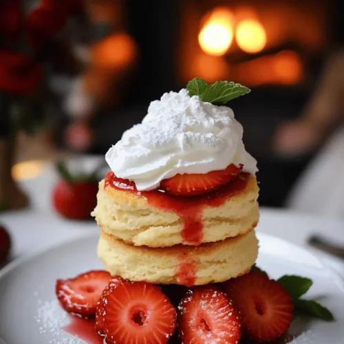 The best strawberry shortcake starts with fresh, ripe strawberries. You need about 2 cups of strawberries, hulled and sliced. Add 1/4 cup of sugar to the strawberries. This will help bring out their sweet juices.