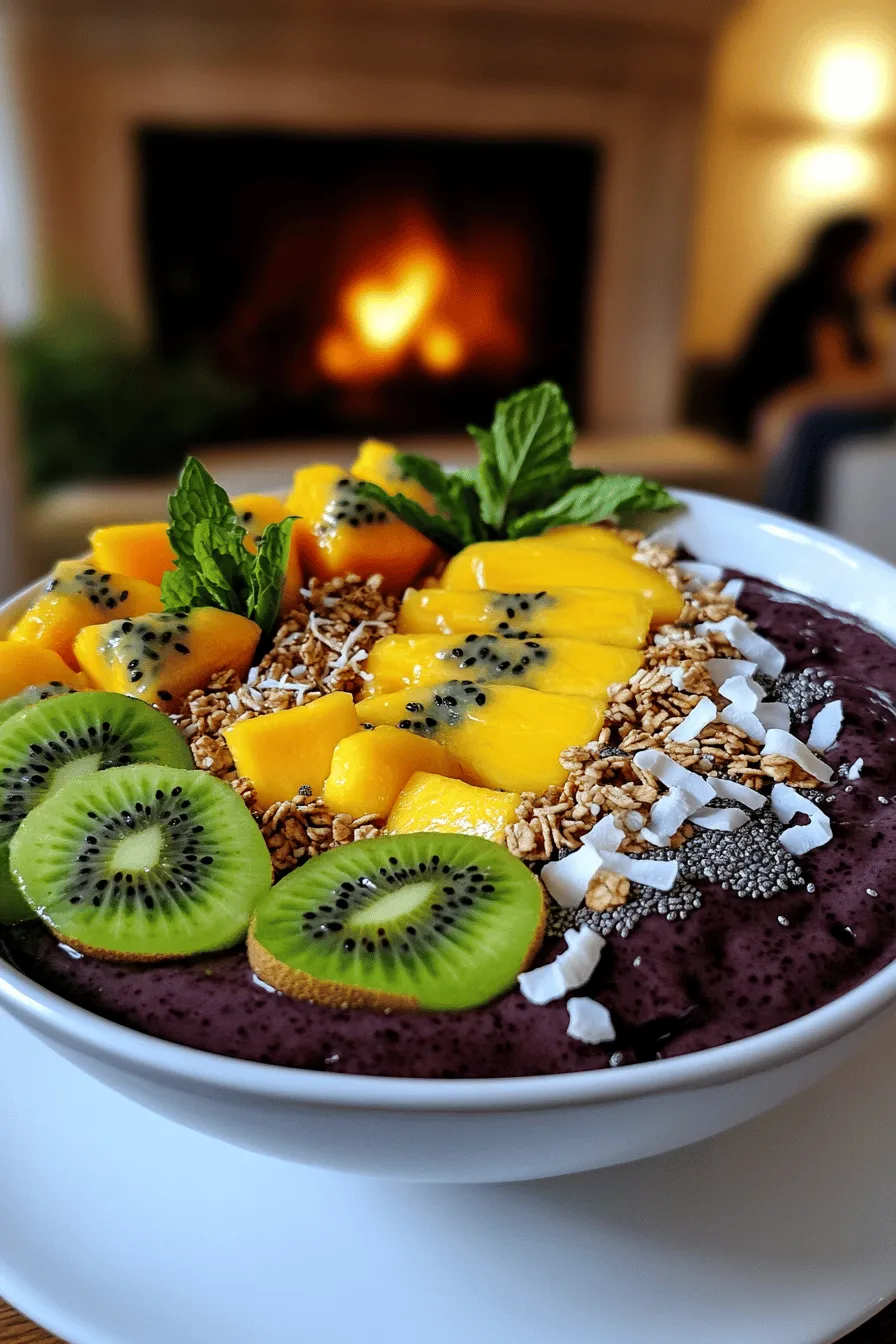 Acai bowls are smooth, fruity treats made from acai berries. They come from Brazil and are known for their deep purple color. The acai berry is rich in vitamins and antioxidants. This makes it a popular choice among health fans.