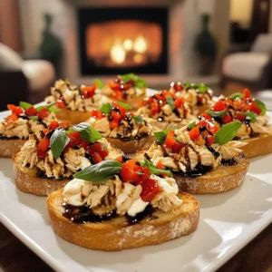 The key ingredients for easy roasted red pepper chicken bruschetta create a mix of flavors.