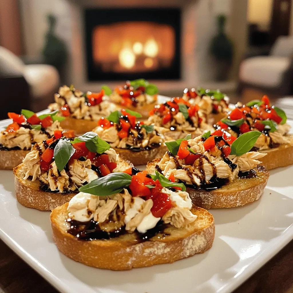 The key ingredients for easy roasted red pepper chicken bruschetta create a mix of flavors.