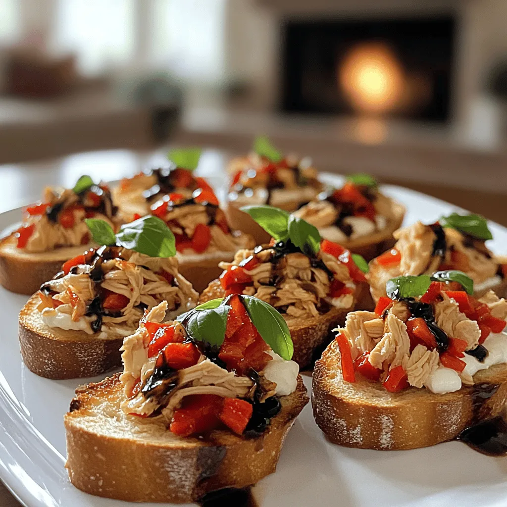 The key ingredients for easy roasted red pepper chicken bruschetta create a mix of flavors.