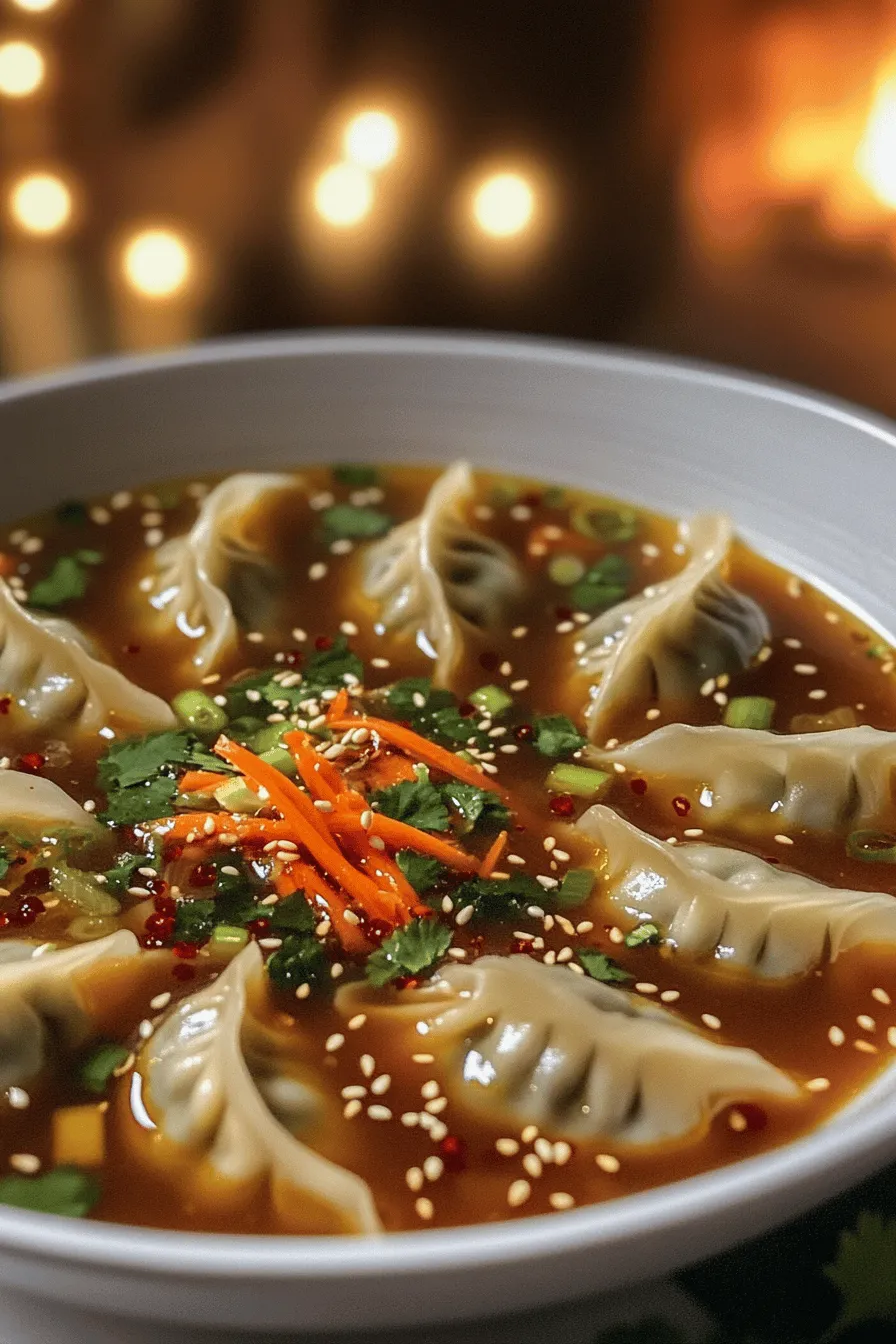 Gyoza soup has roots in Japanese culture. It blends tasty gyoza with warm broth. This dish warms your soul and fills your belly.