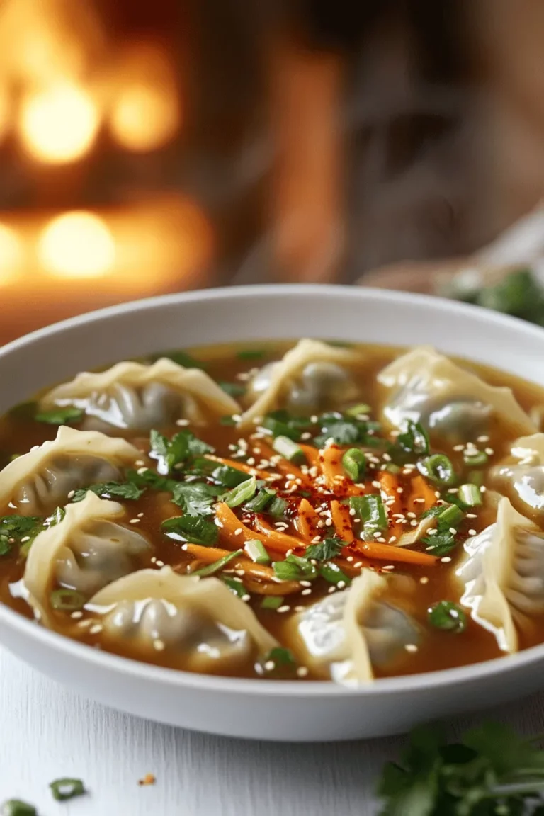 Gyoza soup has roots in Japanese culture. It blends tasty gyoza with warm broth. This dish warms your soul and fills your belly.