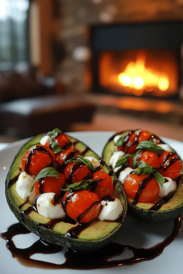 Caprese stuffed avocados are a fun twist on a classic dish. They blend creamy avocado with fresh tomatoes, mozzarella, and basil. This dish is vibrant and colorful, making it a feast for your eyes and your taste buds.
