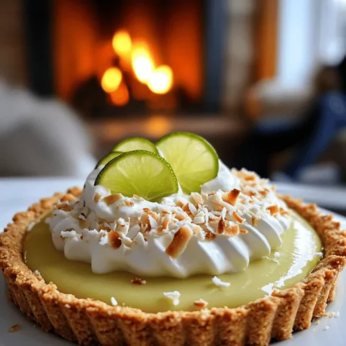 To make a lime coconut tart, you need a few key ingredients. First, the tart crust holds everything together. The crust uses graham cracker crumbs, unsweetened shredded coconut, melted unsalted butter, and granulated sugar. You mix these until they feel like wet sand. Press this mixture into a tart pan to form the base.